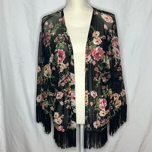 Floral Fringe Shawl